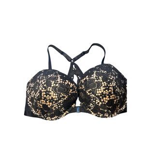 Black lace goth punk rocker racerback victoria's secret push up bra sz 34DD